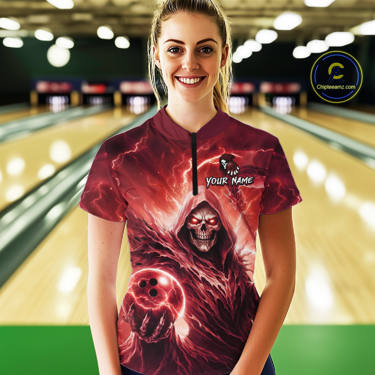 Red Bowling Shirts for Team Women Men Custom Death Bowling Jersey Bowl League MBL248