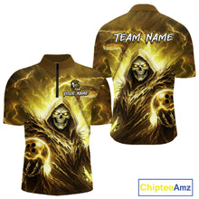 Load image into Gallery viewer, Yellow Bowling Shirts for Team Women Men Custom Death Bowling Jersey Bowl League MBL248