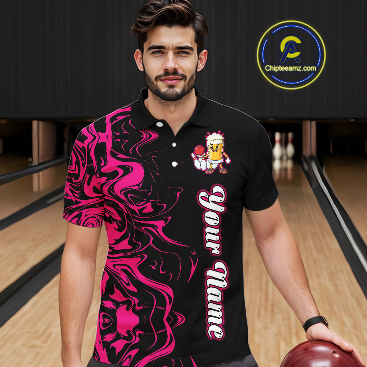 Funny Beer Bowling Shirts Team Women Men Custom Pink Bowling Jersey for Bowler MBL250
