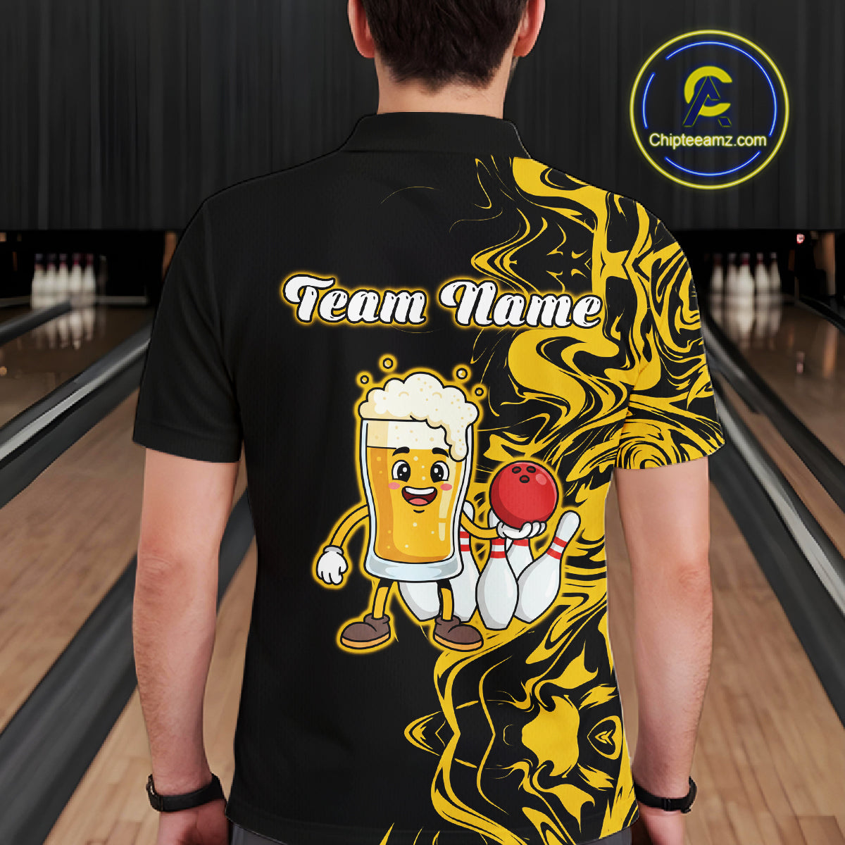 Funny Beer Bowling Shirts Team Women Men Custom Yellow Bowling Jersey for Bowler MBL250