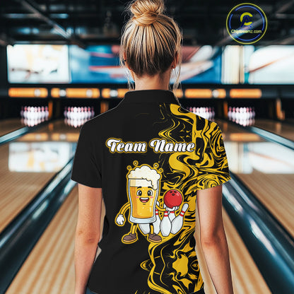 Funny Beer Bowling Shirts Team Women Men Custom Yellow Bowling Jersey for Bowler MBL250