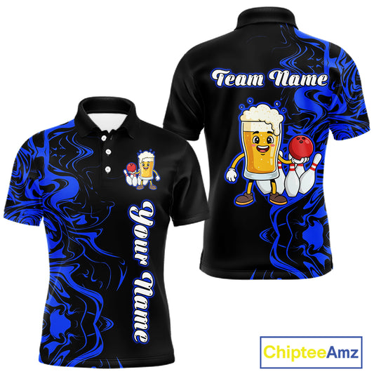 Funny Beer Bowling Shirts Team Women Men Custom Blue Bowling Jersey for Bowler MBL250