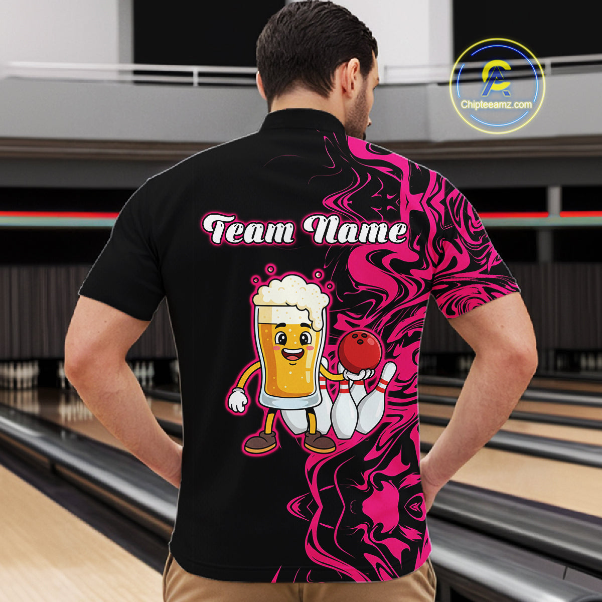 Funny Beer Bowling Shirts Team Women Men Custom Pink Bowling Jersey for Bowler MBL250