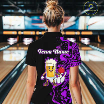 Funny Beer Bowling Shirts Team Women Men Custom Purple Bowling Jersey for Bowler MBL250