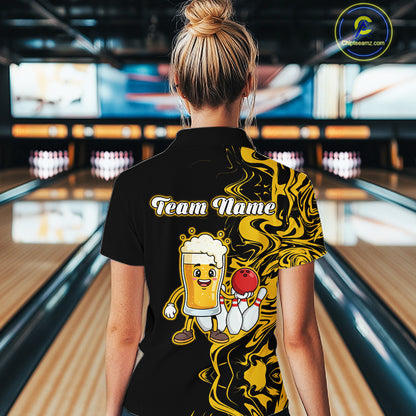 Funny Beer Bowling Shirts Team Women Men Custom Yellow Bowling Jersey for Bowler MBL250