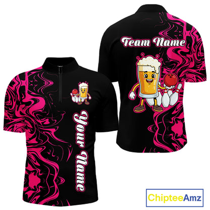 Funny Beer Bowling Shirts Team Women Men Custom Pink Bowling Jersey for Bowler MBL250