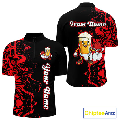 Funny Beer Bowling Shirts Team Women Men Custom Red Bowling Jersey for Bowler MBL250