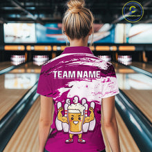Load image into Gallery viewer, Pink Funny Beer Bowling Shirts for Women Men Team Bowling Polo&amp;1/4 Zip Bowl League MBL253