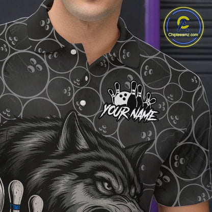 Gray Wolf Bowling Shirts for Team Women Men Wolf Bowling Jerseys Custom MBL198