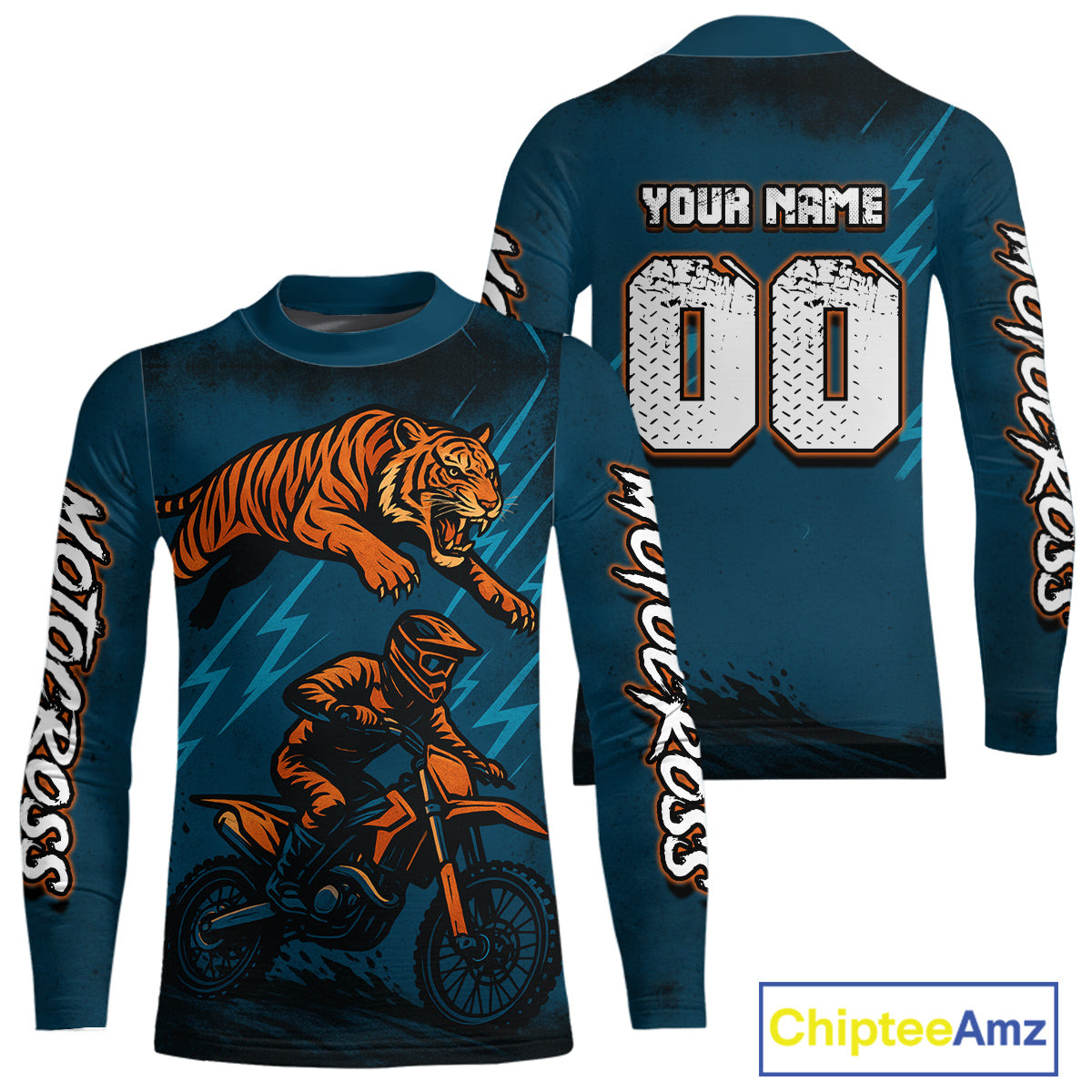 Tiger Motocross Jersey Custom Blue Dirt Bike Shirts for Men Kid Women Racing Jersey XM410