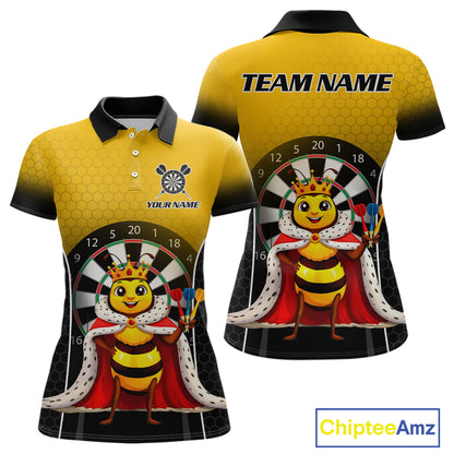 Custom Funny King Bee Dart Shirt Dart Team Jersey for Women Dartboard Polo & 1/4 Zip Shirts NNT164