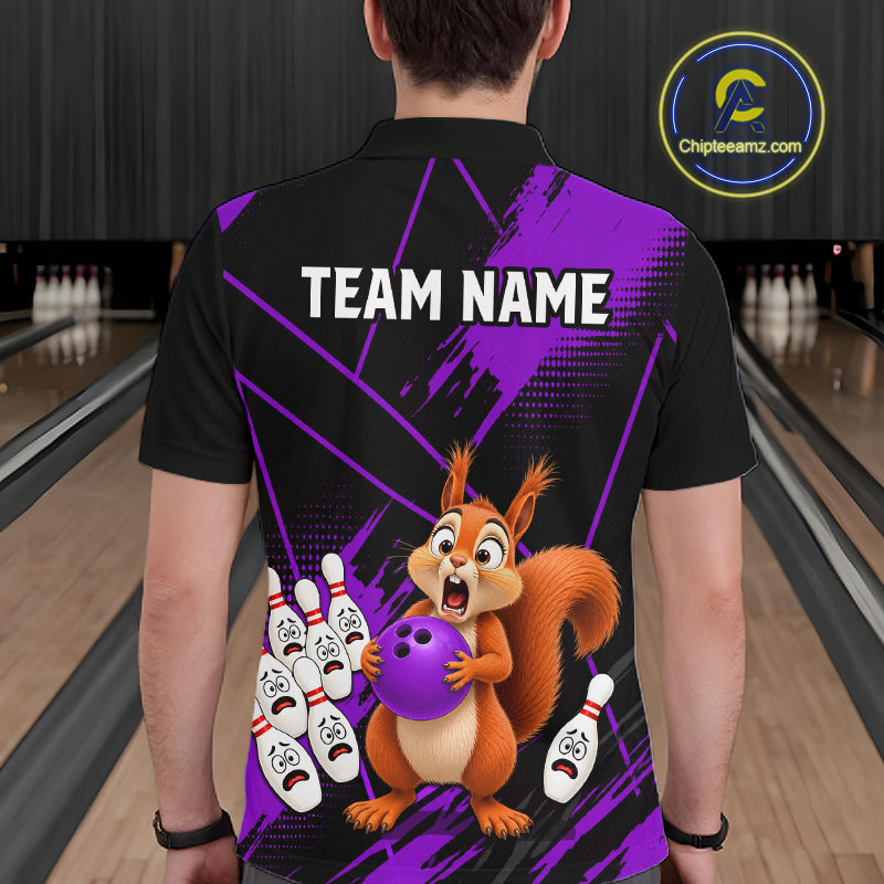 Custom Purple Squirrel Bowling Jersey for Men Bowling Team Shirts Bowling Polo & 1/4 Zip HNT301