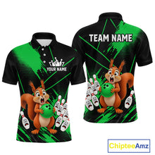 Load image into Gallery viewer, Custom Green Squirrel Bowling Jersey for Men Bowling Team Shirts Bowling Polo &amp; 1/4 Zip HNT301