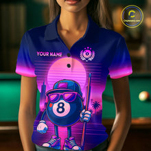 Load image into Gallery viewer, Custom Purple Funny 8 Ball Retro Billiard Shirts for Women Billiard Team Shirts Polo &amp; 1/4 Zip NNT93