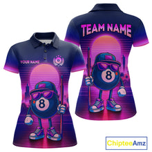 Load image into Gallery viewer, Custom Purple Funny 8 Ball Retro Billiard Shirts for Women Billiard Team Shirts Polo &amp; 1/4 Zip NNT93