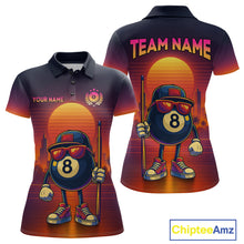 Load image into Gallery viewer, Custom Funny 8 Ball Retro Billiard Shirts for Women Billiard Team Shirts Polo &amp; 1/4 Zip NNT93
