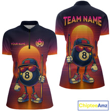 Load image into Gallery viewer, Custom Funny 8 Ball Retro Billiard Shirts for Women Billiard Team Shirts Polo &amp; 1/4 Zip NNT93