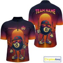 Load image into Gallery viewer, Custom Funny 8 Ball Retro Billiard Shirts for Women Billiard Team Shirts Polo &amp; 1/4 Zip NNT93