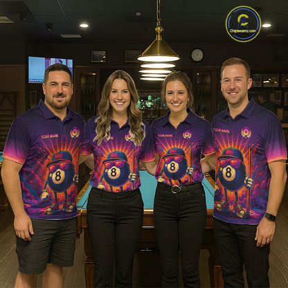 8 Ball Billiard Shirts for Women Retro Custom Billiard Team Shirts Billiard League Polo & 1/4 Zip NNT98