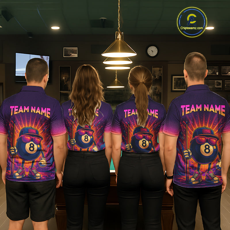 8 Ball Billiard Shirts for Women Retro Custom Billiard Team Shirts Billiard League Polo & 1/4 Zip NNT98