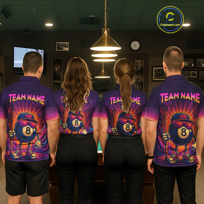 8 Ball Billiard Shirts for Women Retro Custom Billiard Team Shirts Billiard League Polo & 1/4 Zip NNT98
