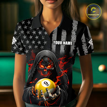 Load image into Gallery viewer, Custom US Skull 9 Ball Billiard Shirts for Women Billiard Team Shirts Billiard League Polo &amp; 1/4 Zip NNT94