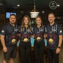Load image into Gallery viewer, Custom US Skull 9 Ball Billiard Shirts for Men Billiard Team Shirts Billiard League Polo &amp; 1/4 Zip NNT94