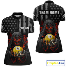 Load image into Gallery viewer, Custom US Skull 9 Ball Billiard Shirts for Women Billiard Team Shirts Billiard League Polo &amp; 1/4 Zip NNT94