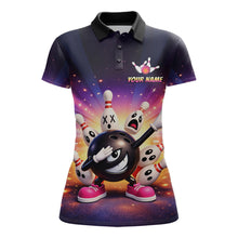 Load image into Gallery viewer, Custom Galaxy Funny Bowling Jersey for Women Bowling Tournament Polo &amp; 1/4 Zip Bowling Team Shirts HNT217