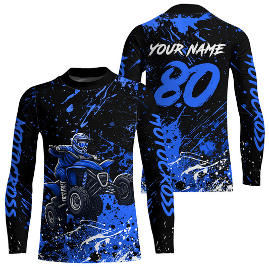 Blue Youth ATV Motocross Shirts Kid Men Women Custom Off-Road Quad Bike Shirt UPF30+ DNT77