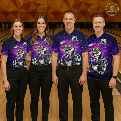 Custom Funny Galaxy Alligator Bowling Jersey for Women Bowling Tournament Polo & 1/4 Zip Bowling Team Shirts HNT218