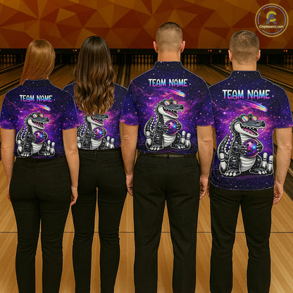 Custom Funny Galaxy Alligator Bowling Jersey for Women Bowling Tournament Polo & 1/4 Zip Bowling Team Shirts HNT218
