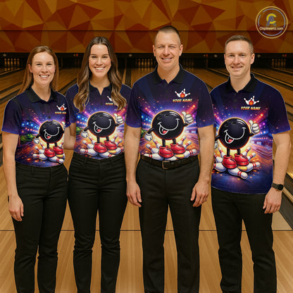 Custom Funny Bowling Jersey for Women Bowling Tournament Polo & 1/4 Zip Bowling Team Shirts HNT221