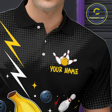 Load image into Gallery viewer, Black polo shirt with colorful graphics and 'Your Name' text on a dark background