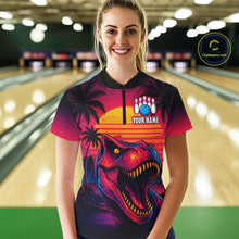 Load image into Gallery viewer, Custom Neon Dinosaur Bowling Jersey for Women Unisex Bowling Shirts for Team Polo &amp; 1/4 Zip HNT241