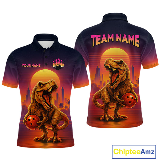 Custom Retro Dinosaur Bowling Jersey for Men Unisex Bowling Shirts for Team Polo & 1/4 Zip HNT242