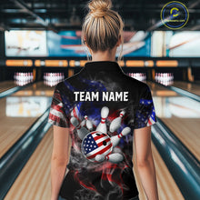 Load image into Gallery viewer, Person wearing a bowling-themed shirt with 'Team Name' text in a bowling alley.