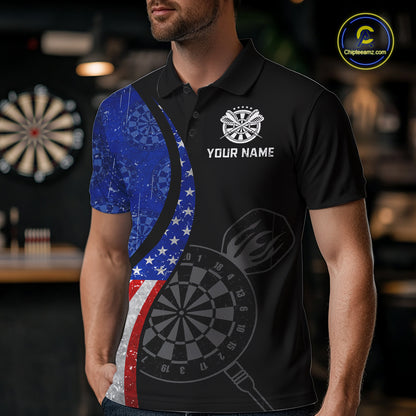 Custom US Flag Dart Shirt For Men, Patriotic Dart Jersey Dart Tournament Retro Darts Board NNT117