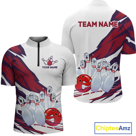 Custom Funny Angry Bowling Jersey for Men Bowling Team Shirts Bowling League Polo & 1/4 Zip HNT486