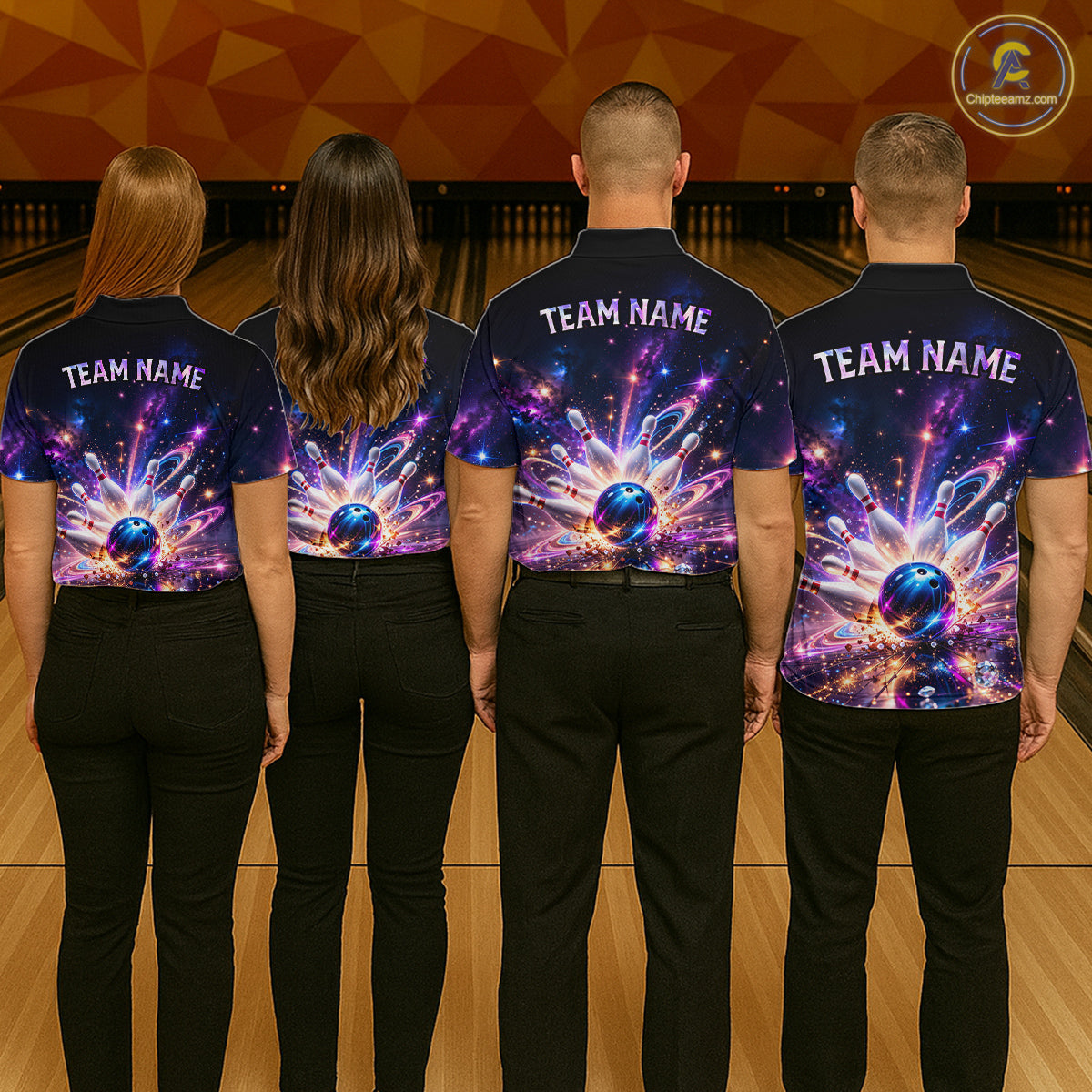 Galaxy Bowling Jersey for Women Bowling League Polo & 1/4 Zip Custom Bowling Team Shirts HNT228