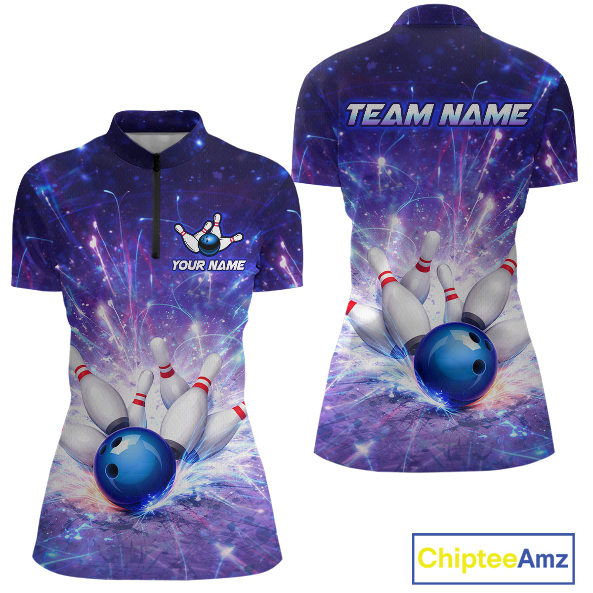 Custom Bowling Jersey for Women Bowling Uniform Polo & 1/4 Zip Bowling Shirts for Bowler and Team HNT231
