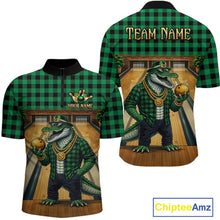 Load image into Gallery viewer, Custom Green Alligator Bowling Jersey for Men Bowling Uniform Polo &amp; 1/4 Zip Bowling Team Shirts HNT230