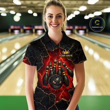 Load image into Gallery viewer, Custom Cracked Angry Bowling Shirts for Women Bowling Team Jersey Bowling League HNT298