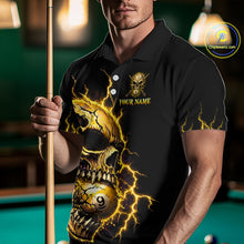 Load image into Gallery viewer, Custom Yellow Flame Skull 9 Ball Cracked Billiard Shirt for Men Billiard Team Jersey NNT195