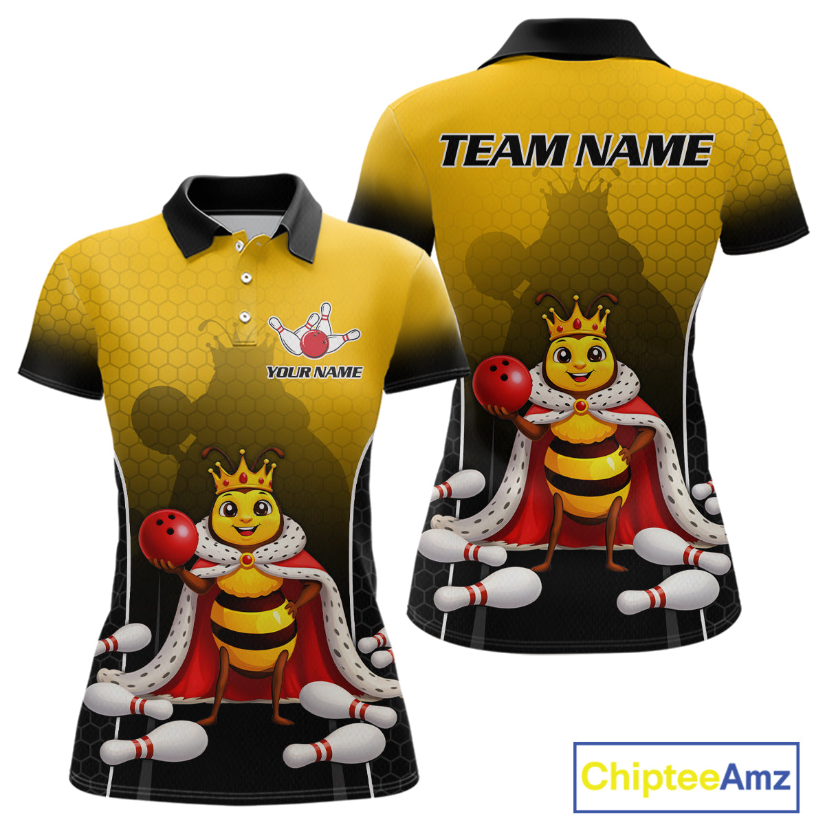 Custom King Bee Bowling Jersey for Women Bowling Team Shirts Bowling Polo & 1/4 Zip HNT266