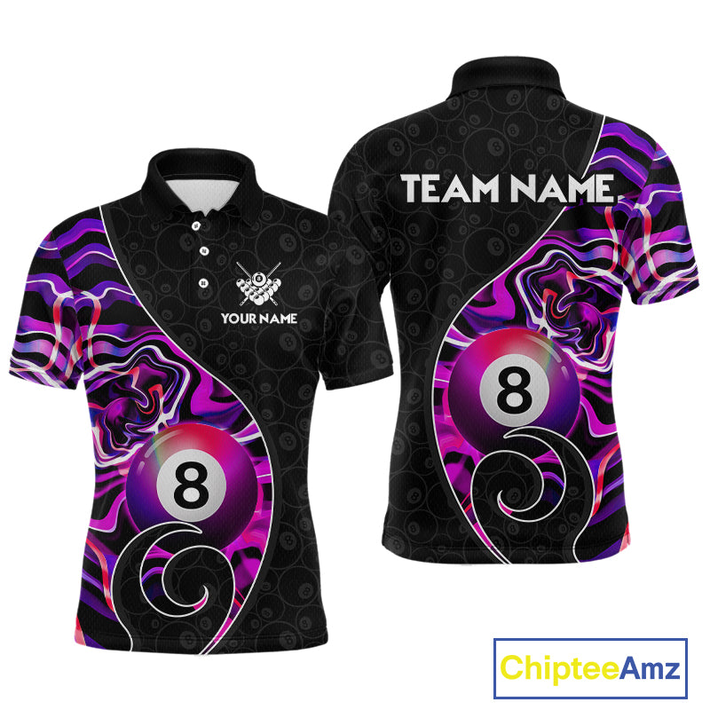 Custom Purple Neon Wave 8 Ball Billiard Shirts for Men Billiard Team Jerseys Billiard League NNT271