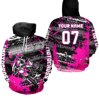 Custom Pink Racing Motocross Hoodie for Kid Men Women Dirt Bike Motorcycle Hoodie HOT40