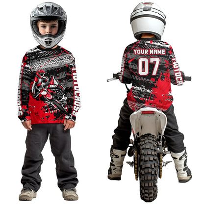 Red Motocross Jersey Racing for Kid Men Women Custom Dirt Bike Shirts UPF30+ DNT45