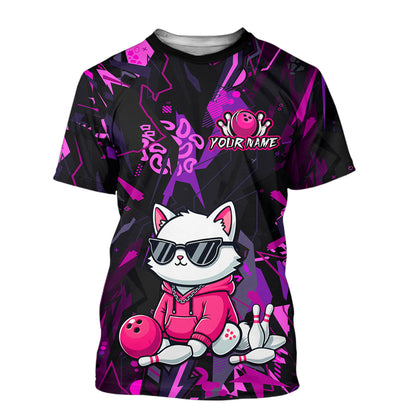 Custom Funny Cat Bowling Jersey for Men Women Bowling Uniform Bowling Team Shirts HNT194