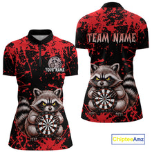Load image into Gallery viewer, Custom Red Raccoon Funny Dart Shirt Dart Team Jersey for Women Dartboard Polo &amp; 1/4 Zip Shirts NNT170